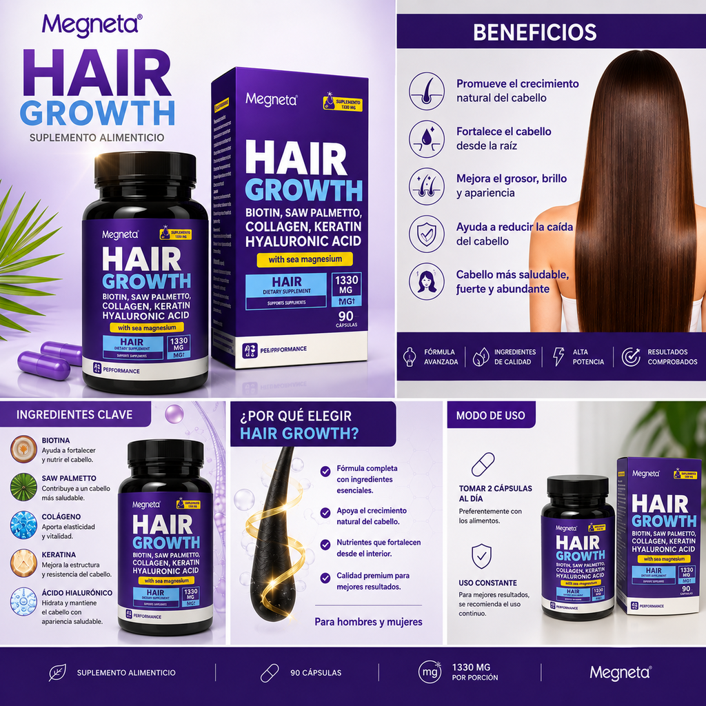 Suplemento Hair Growth Megneta Cabello